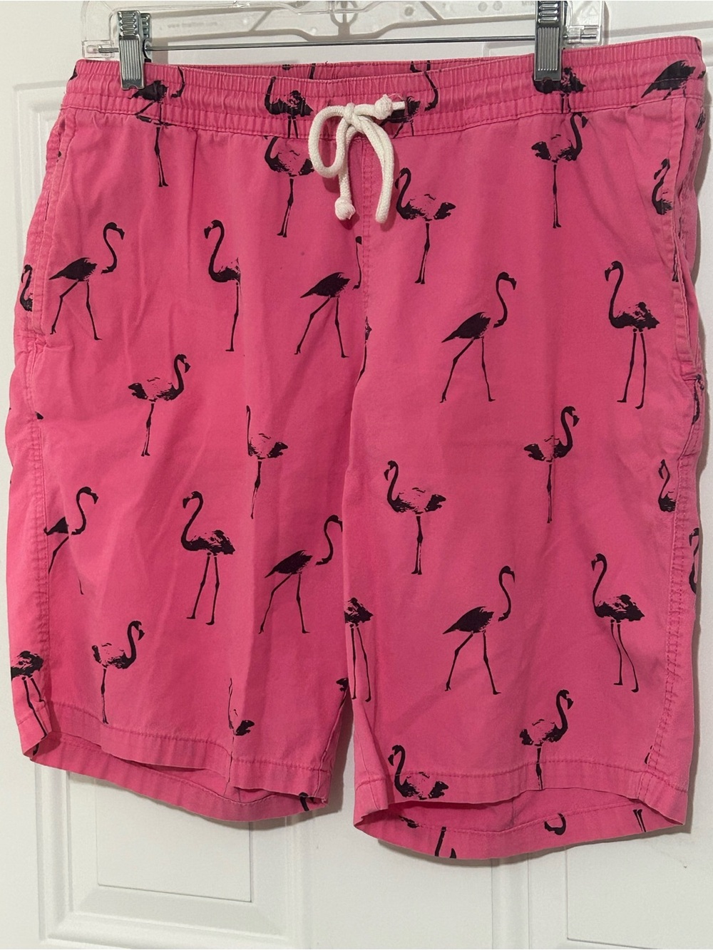 Divided Bright Pink Flamingo-Print Swim Shorts